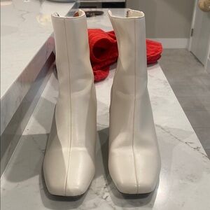 French Connection Tess Snakeskin Square Toe Faux Leather Ankle Booties